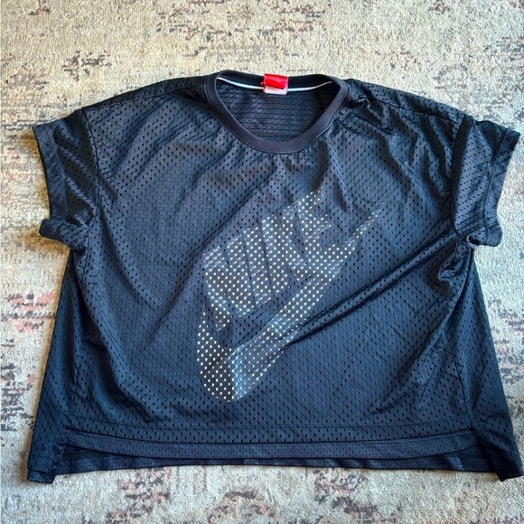 Nike Tops - Nike just do it black double mesh crop top